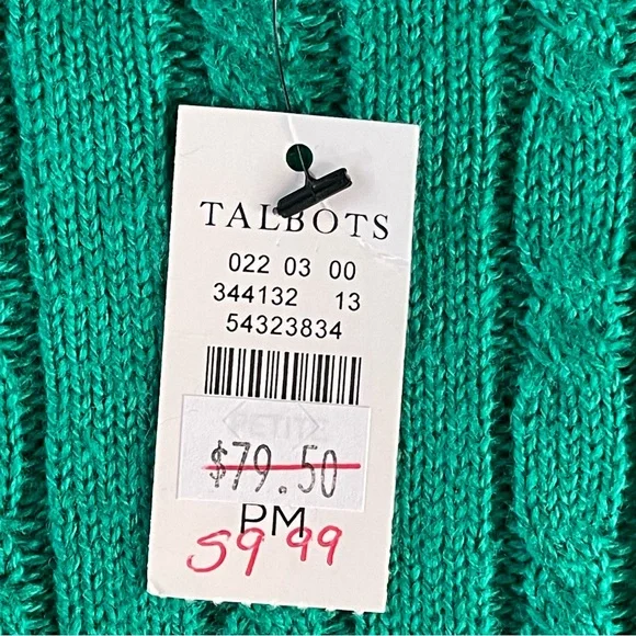 NWT Talbots Women’s Cable-Knit Sweater Green Size MP - Picture 5 of 9